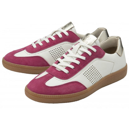 Lotus Frapporta Women's Leather Low Profile Lace Up Trainer Pink/Multi