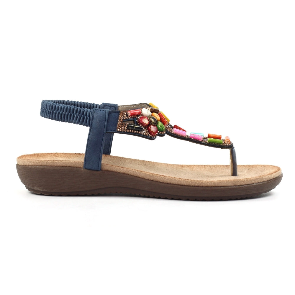 Lunar Rachel Women's Beaded Toe Post Sandal Blue