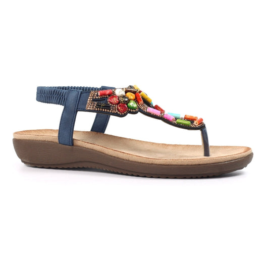 Lunar Rachel Women's Beaded Toe Post Sandal Blue