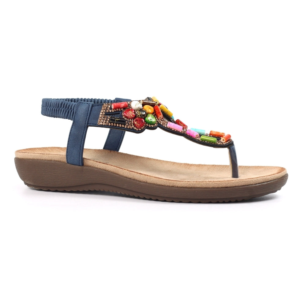 Lunar Rachel Women's Beaded Toe Post Sandal Blue