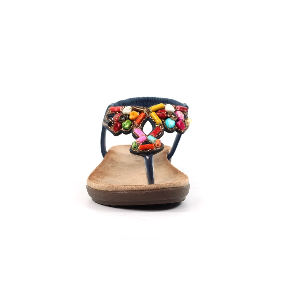 Lunar Rachel Women's Beaded Toe Post Sandal Blue