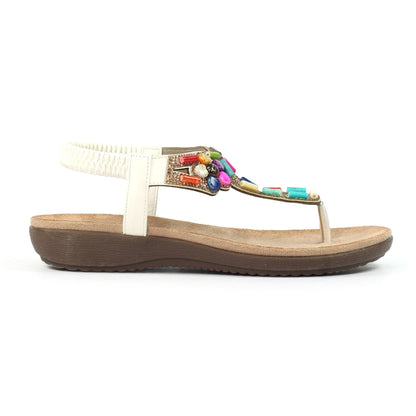Lunar Rachel Women's Beaded Toe Post Sandal White