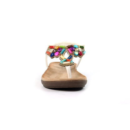 Lunar Rachel Women's Beaded Toe Post Sandal White