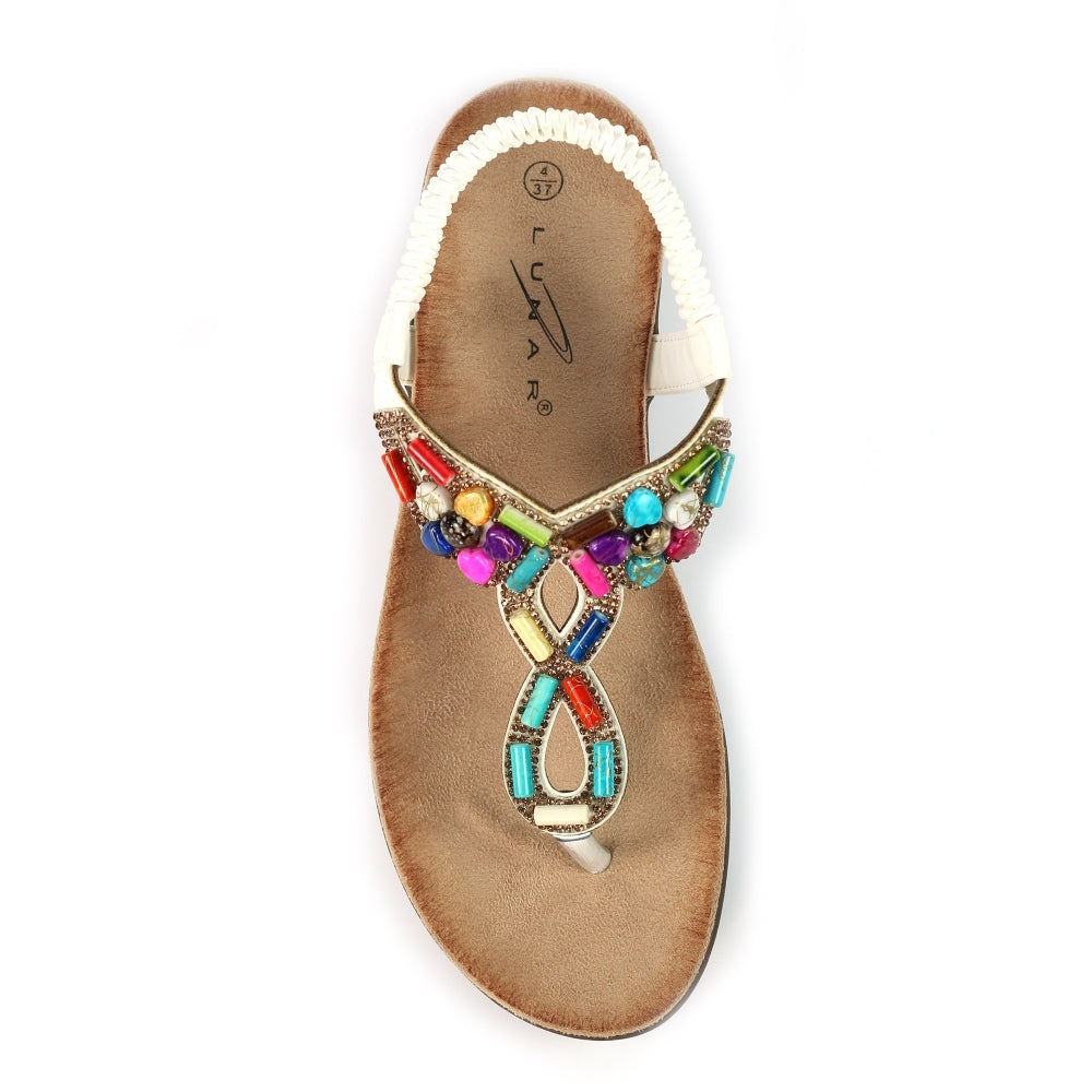 Lunar Rachel Women's Beaded Toe Post Sandal White