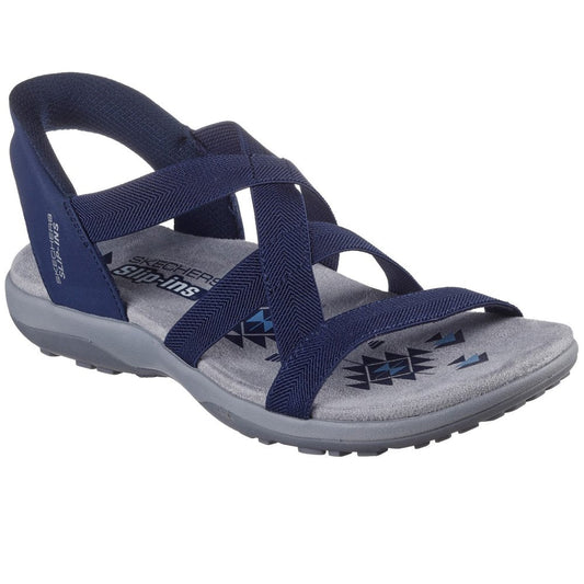Skechers Reggae Slim Stretch Flex Women's Slip-In Elasticated Strappy Sandal Navy