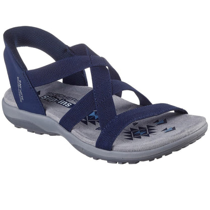 Skechers Reggae Slim Stretch Flex Women's Slip-In Elasticated Strappy Sandal Navy