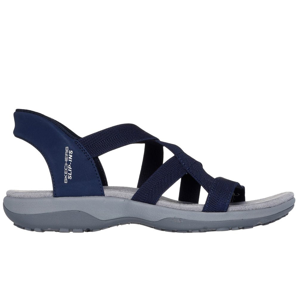 Skechers Reggae Slim Stretch Flex Women's Slip-In Elasticated Strappy Sandal Navy