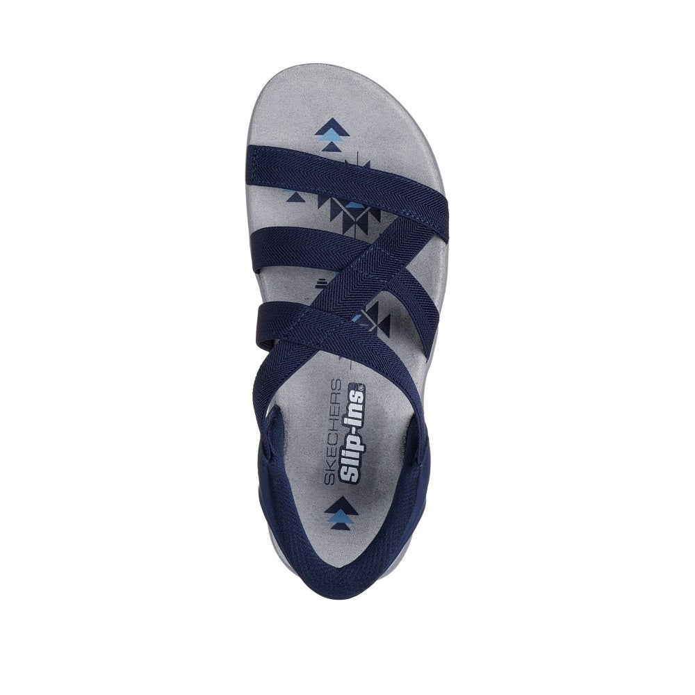 Skechers Reggae Slim Stretch Flex Women's Slip-In Elasticated Strappy Sandal Navy