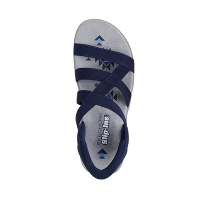 Skechers Reggae Slim Stretch Flex Women's Slip-In Elasticated Strappy Sandal Navy