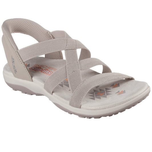 Skechers Reggae Slim Stretch Flex Women's Slip-In Elasticated Strappy Sandal Taupe