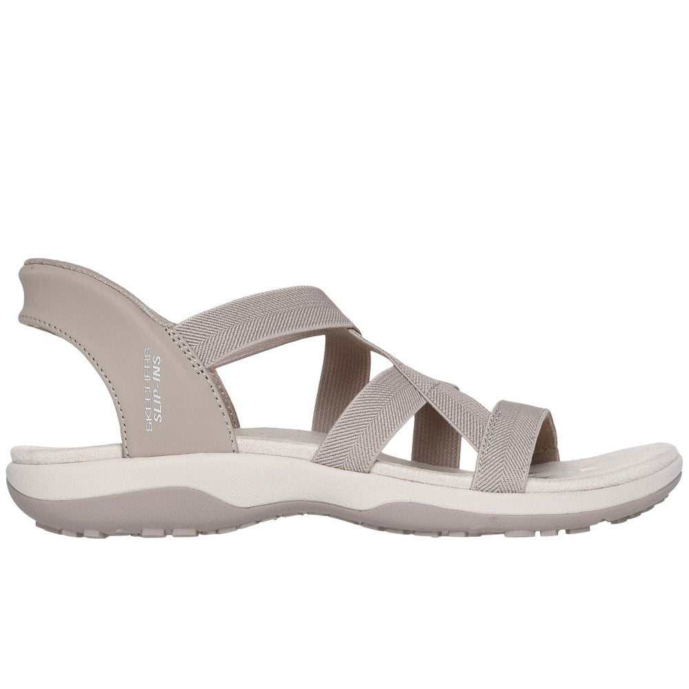 Skechers Reggae Slim Stretch Flex Women's Slip-In Elasticated Strappy Sandal Taupe