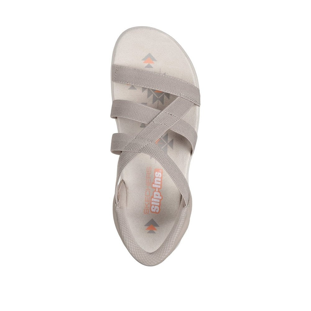 Skechers Reggae Slim Stretch Flex Women's Slip-In Elasticated Strappy Sandal Taupe