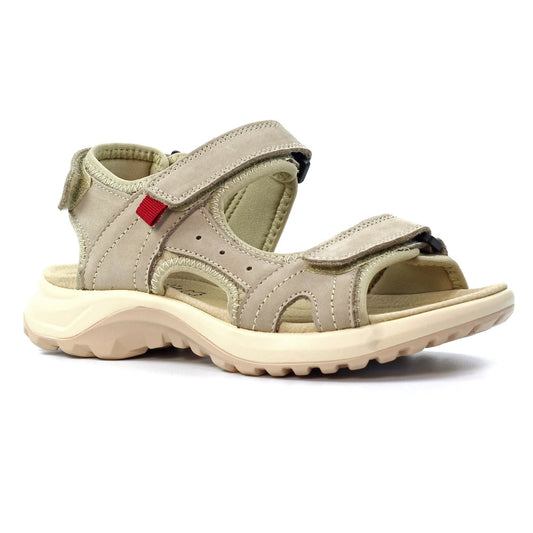 Lazy Dogz Riviera Women's 3 Strap Leather Sandal Beige