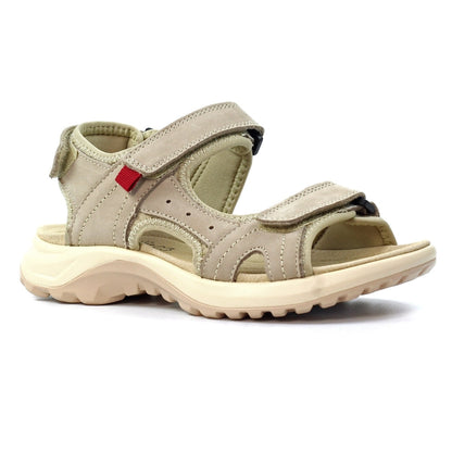 Lazy Dogz Riviera Women's 3 Strap Leather Sandal Beige