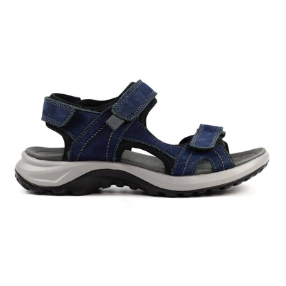 Lazy Dogz Riviera Women's 3 Strap Leather Sandal Navy