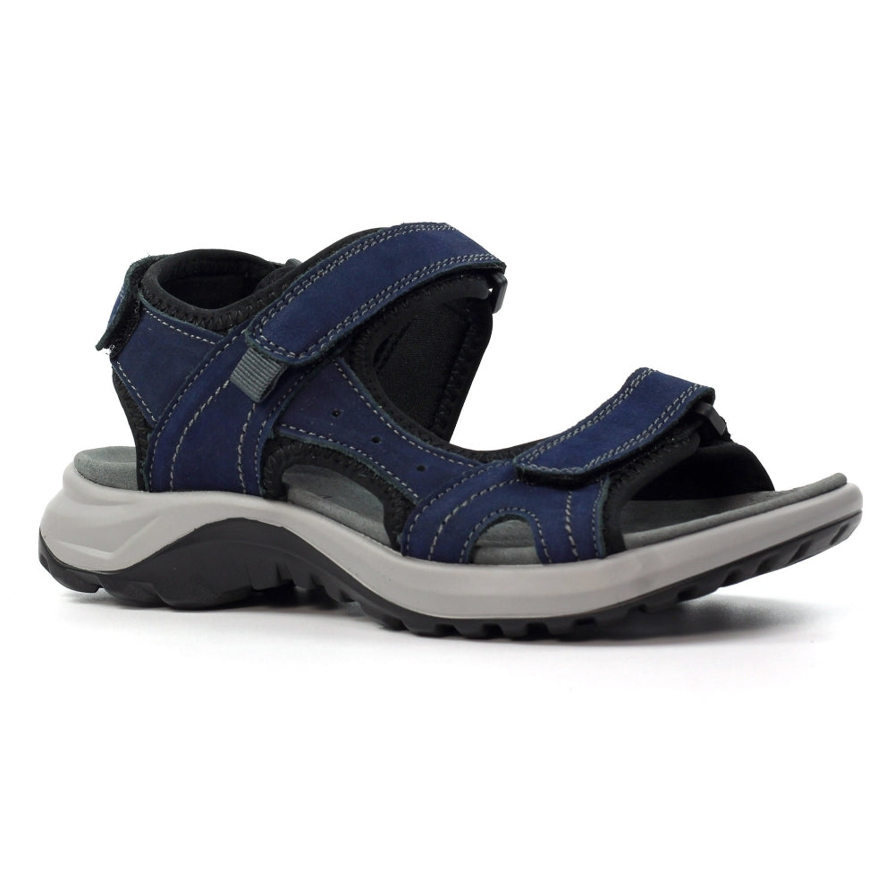 Lazy Dogz Riviera Women's 3 Strap Leather Sandal Navy