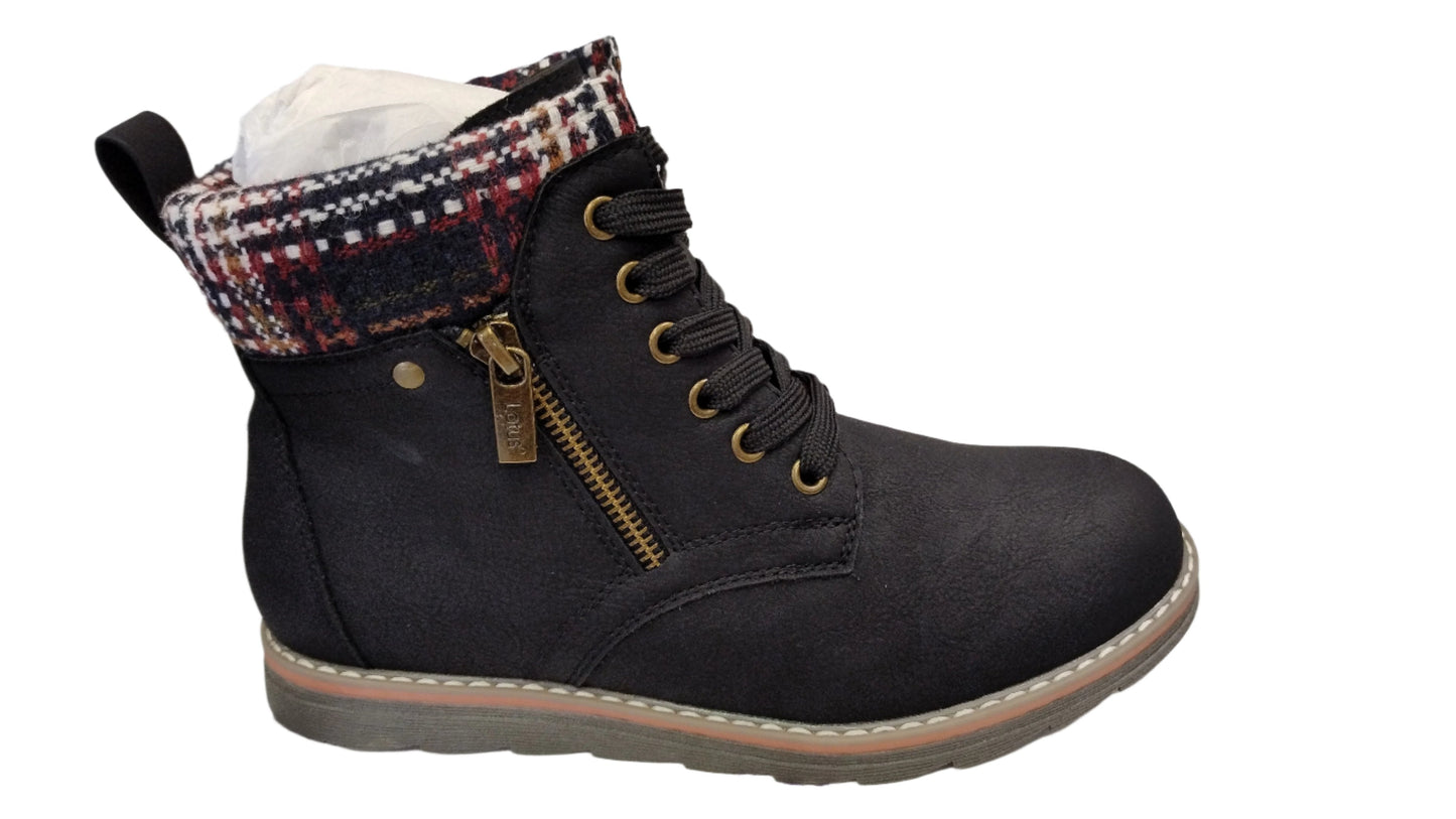 Lotus Montreal Women's Lace Up / Zip Up Ankle Boot Black