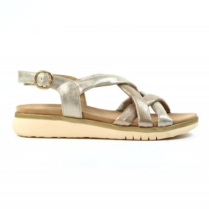 Lunar Roma Women's Cross Over Straps Adjustable Slingback Sandal Gold