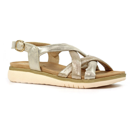 Lunar Roma Women's Cross Over Straps Adjustable Slingback Sandal Gold