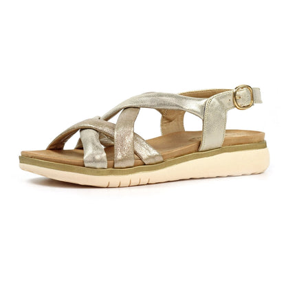 Lunar Roma Women's Cross Over Straps Adjustable Slingback Sandal Gold