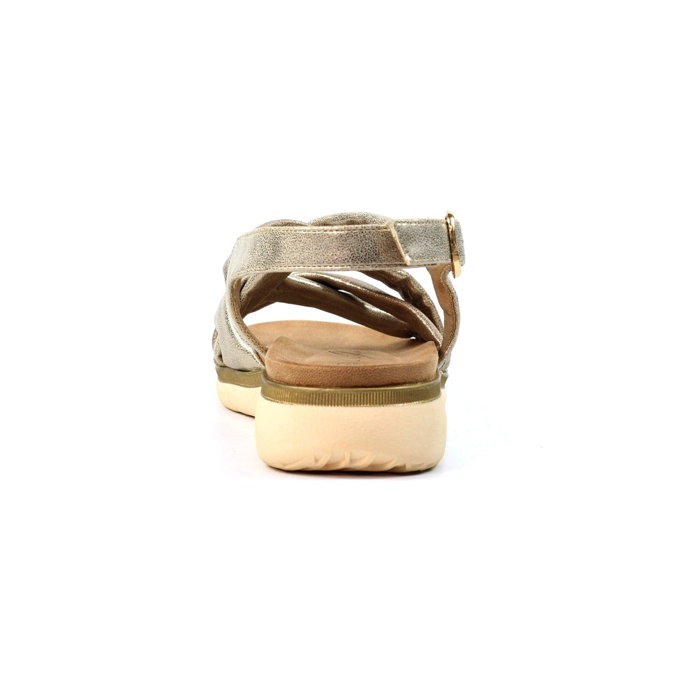 Lunar Roma Women's Cross Over Straps Adjustable Slingback Sandal Gold