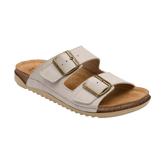Lotus Rome Women's Twin Buckle Slide On Sandal Ice