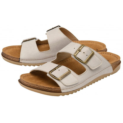 Lotus Rome Women's Twin Buckle Slide On Sandal Ice