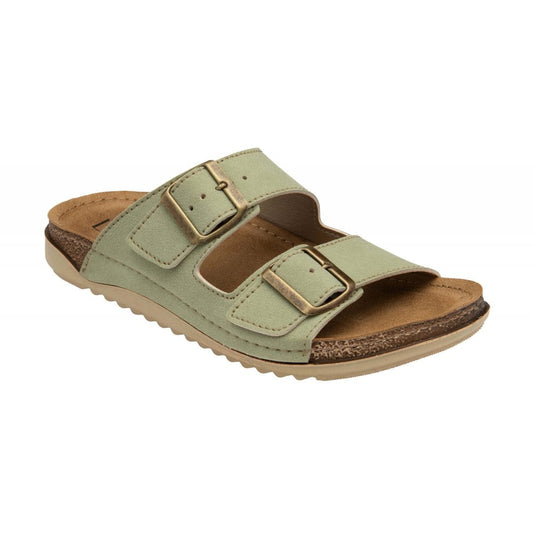 Lotus Rome Women's Twin Buckle Slide On Sandal Pistachio
