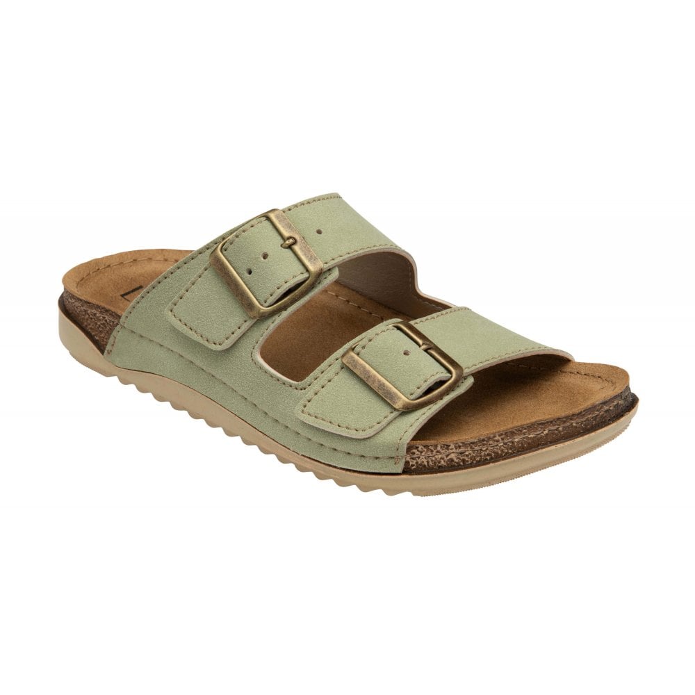 Lotus Rome Women's Twin Buckle Slide On Sandal Pistachio