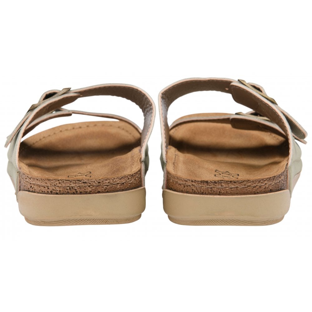 Lotus Rome Women's Twin Buckle Slide On Sandal Pistachio