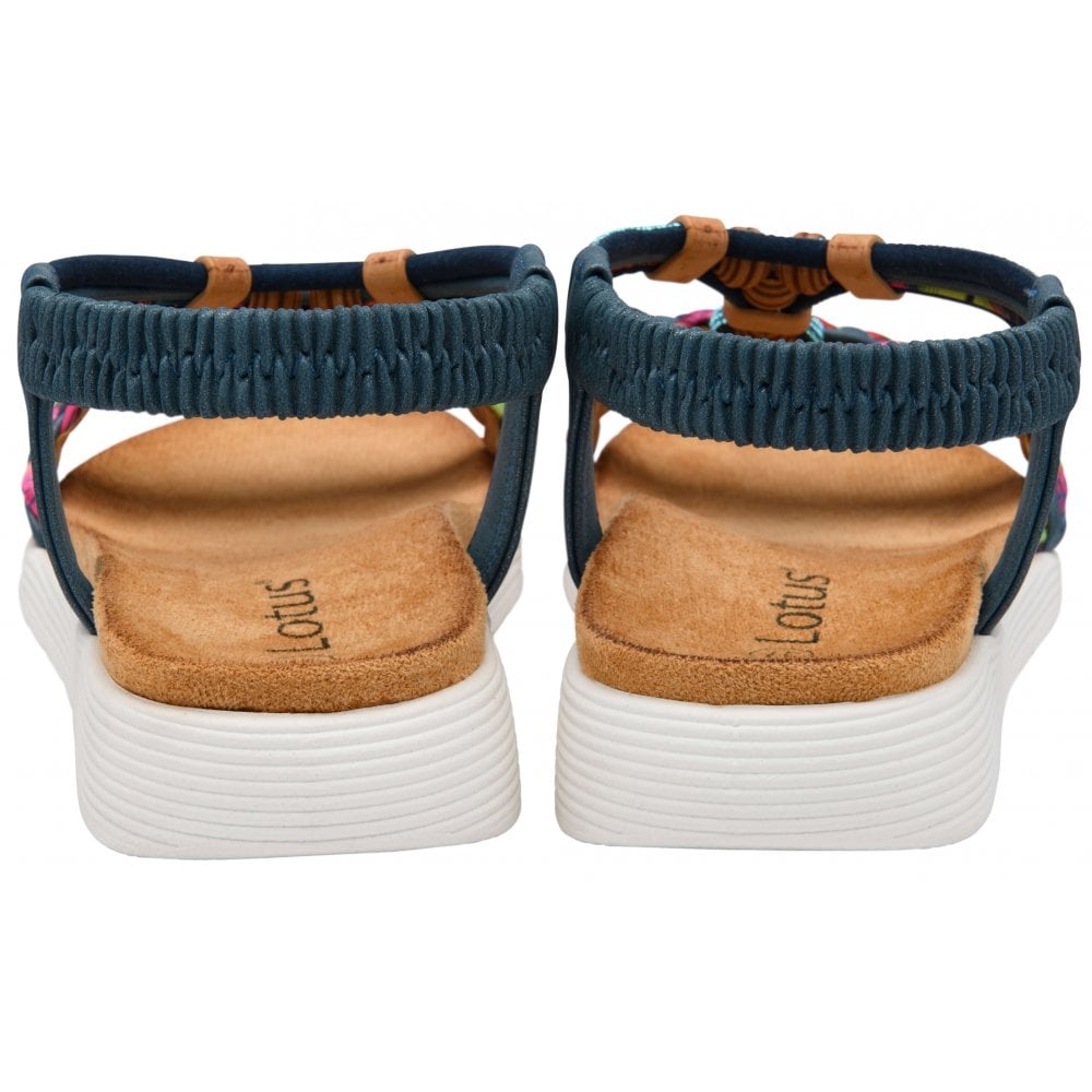 Lotus Russo Women's Multicolour Woven T-Bar Slingback Sandal Teal