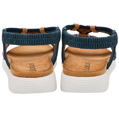 Lotus Russo Women's Multicolour Woven T-Bar Slingback Sandal Teal