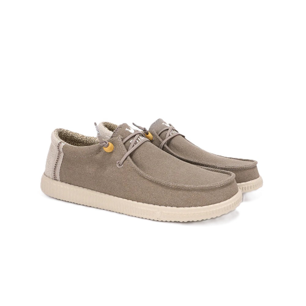 Walk In Pitas Ryan Men's Lightweight Wally Slip On Canvas Shoe Taupe