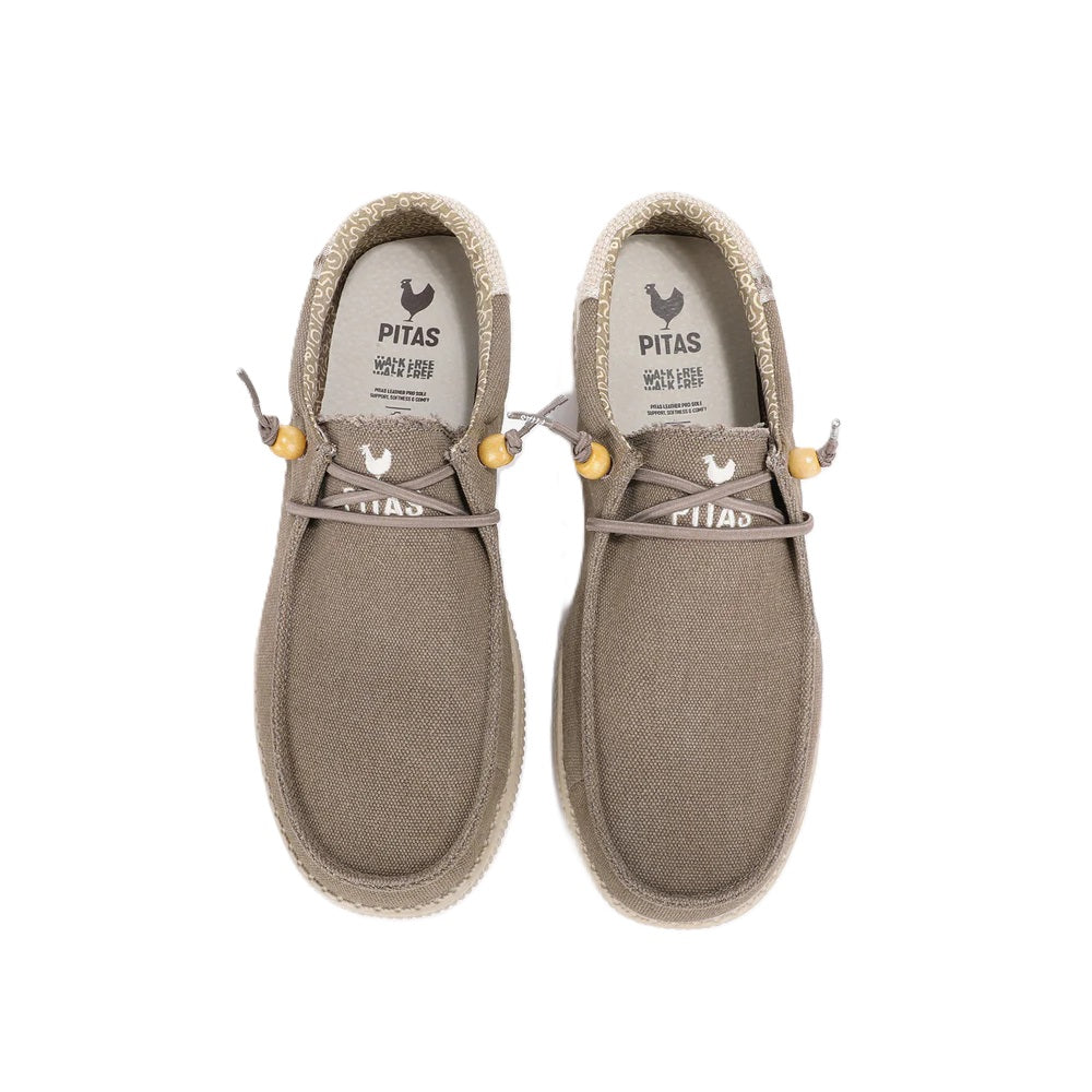 Walk In Pitas Ryan Men's Lightweight Wally Slip On Canvas Shoe Taupe