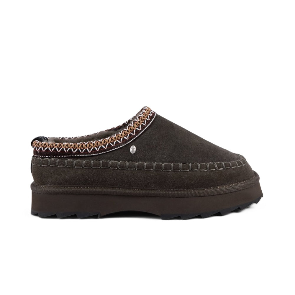 Emu Sharky Adventure Scuff Women's Sheepskin Slip On Cosy Clog Shoe Dark Olive