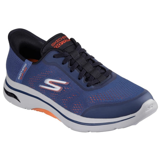 Skechers Go Walk Arch Fit 2.0 Simplicity 2.5 Men's Slip-In Lace Up Trainer Navy/Orange