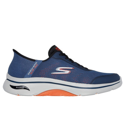 Skechers Go Walk Arch Fit 2.0 Simplicity 2.5 Men's Slip-In Lace Up Trainer Navy/Orange