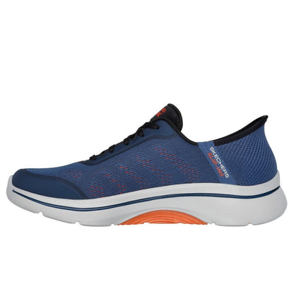 Skechers Go Walk Arch Fit 2.0 Simplicity 2.5 Men's Slip-In Lace Up Trainer Navy/Orange