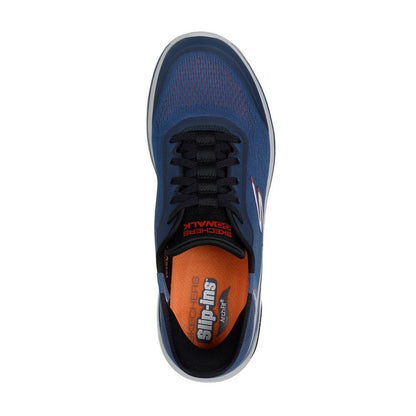 Skechers Go Walk Arch Fit 2.0 Simplicity 2.5 Men's Slip-In Lace Up Trainer Navy/Orange