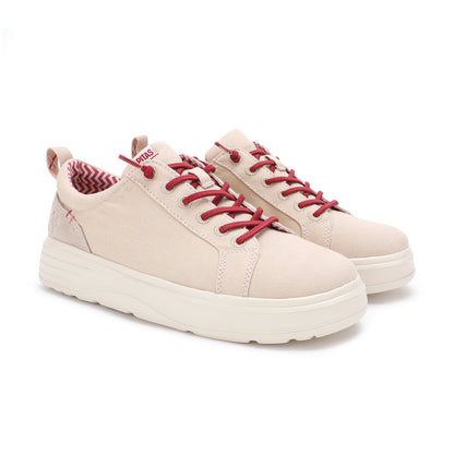 Walk In Pitas Sitges Women's Lightweight Platform Trainer Beige