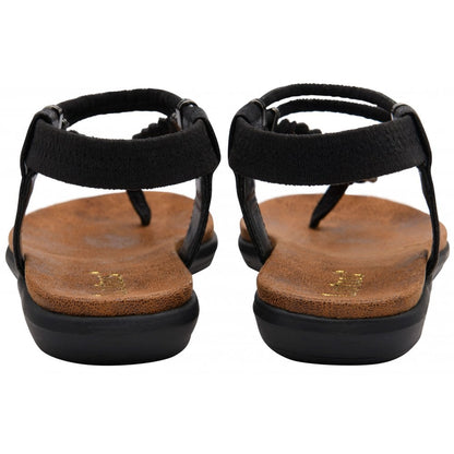 Lotus Sol Women's Elasticated Slingback Toe Post Sandal Black