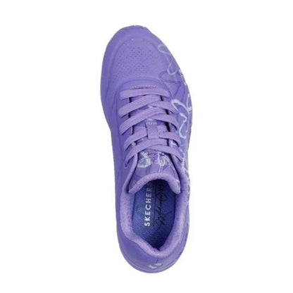 Skechers Uno Spread the Love Women's Lace Up Heart Design Trainer Purple