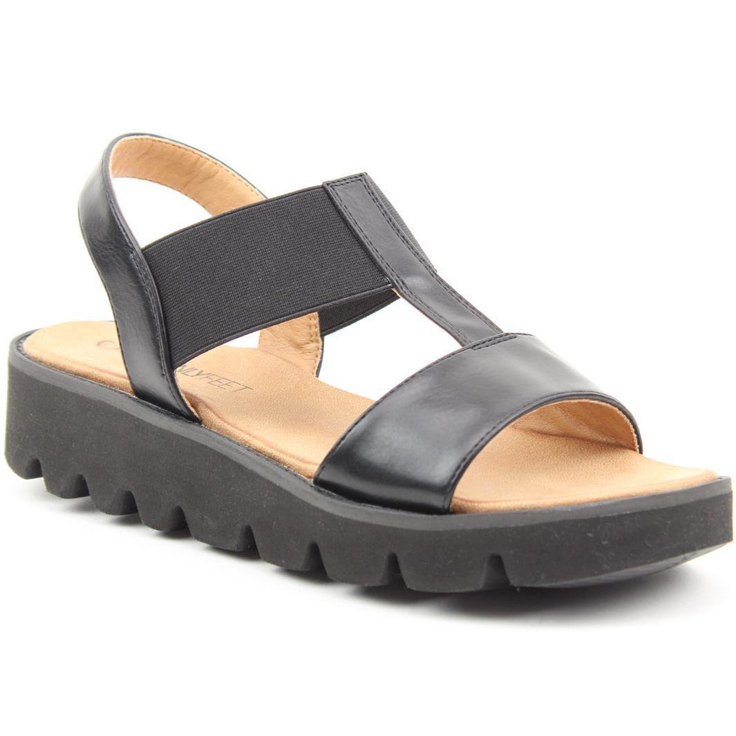 Heavenly Feet Ritz Ladies Lightweight Chunky Sandal Black VEGAN FRIENDLY