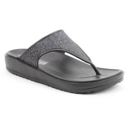 Heavenly Feet Camara Ladies Wedged Toe Post Black