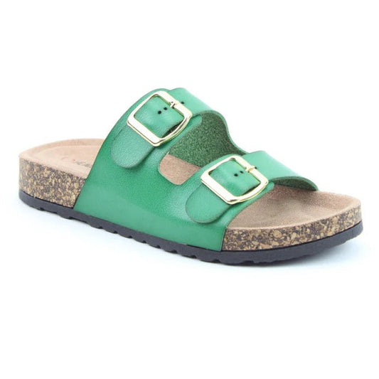 Heavenly Feet Harmony Women's Lightweight Twin Buckle Slip On Mule Slider Fern