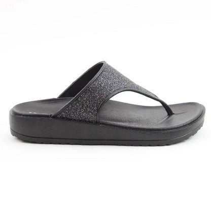 Heavenly Feet Camara Ladies Wedged Toe Post Black