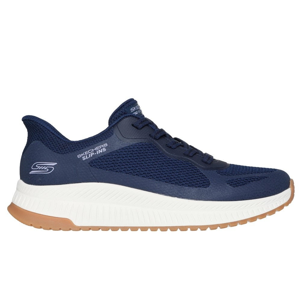 Skechers Bobs Squad 4 Staple Look Women's Slip-In Memory Foam Trainer Navy