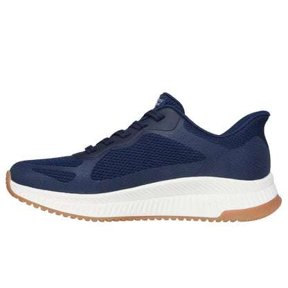 Skechers Bobs Squad 4 Staple Look Women's Slip-In Memory Foam Trainer Navy