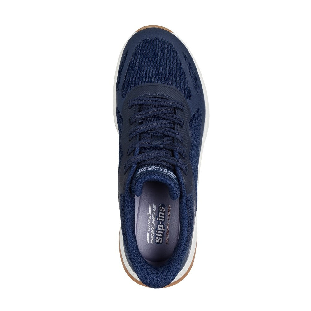 Skechers Bobs Squad 4 Staple Look Women's Slip-In Memory Foam Trainer Navy
