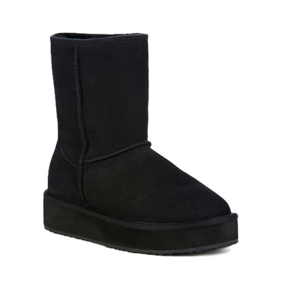 Emu Stinger Lo Flatform Women's Water Resistant Sheepskin Pull On Cosy Mid Boot Black